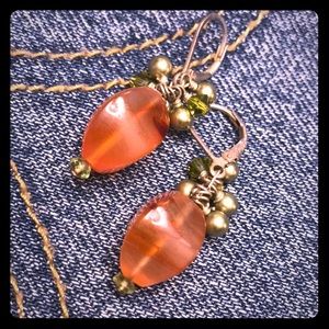 Carnelian & Peridot Leaver Back Dangles